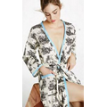 Black Vintage Toile Cotton Robe